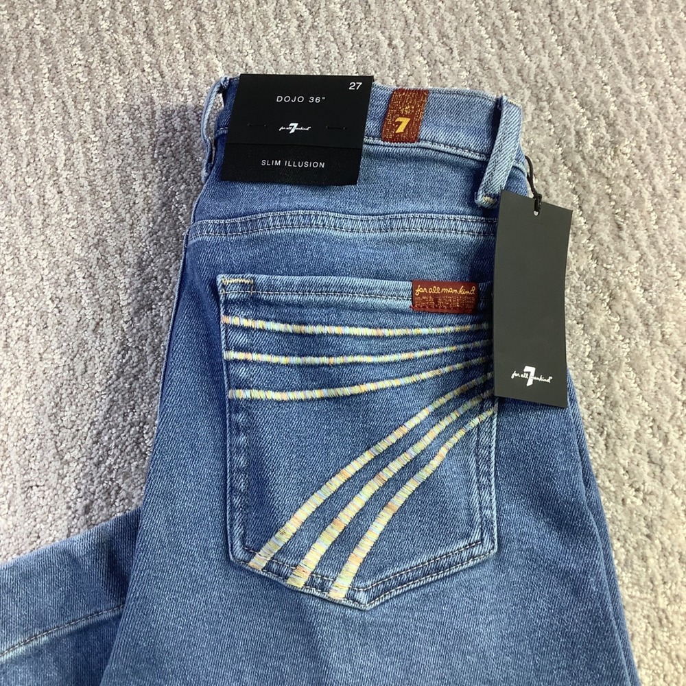 7 For All Mankind Dojo Slim Illusion Flare Jeans Bluehaven Size 27 NWT